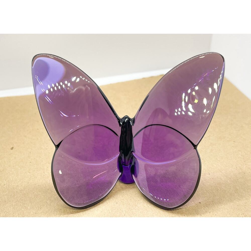 Baccarat Purple Lucky Butterfly Crystal Figurine Great